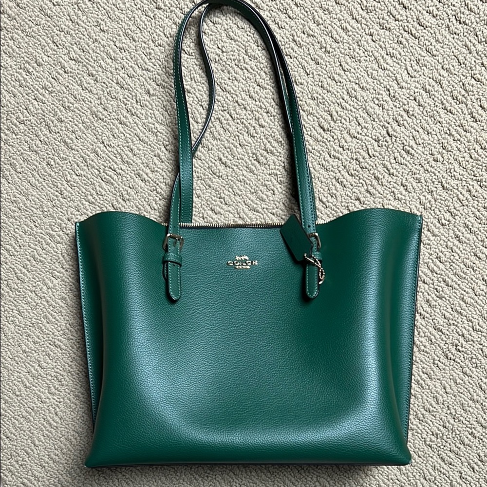 Coach Green Leather Tote Bag